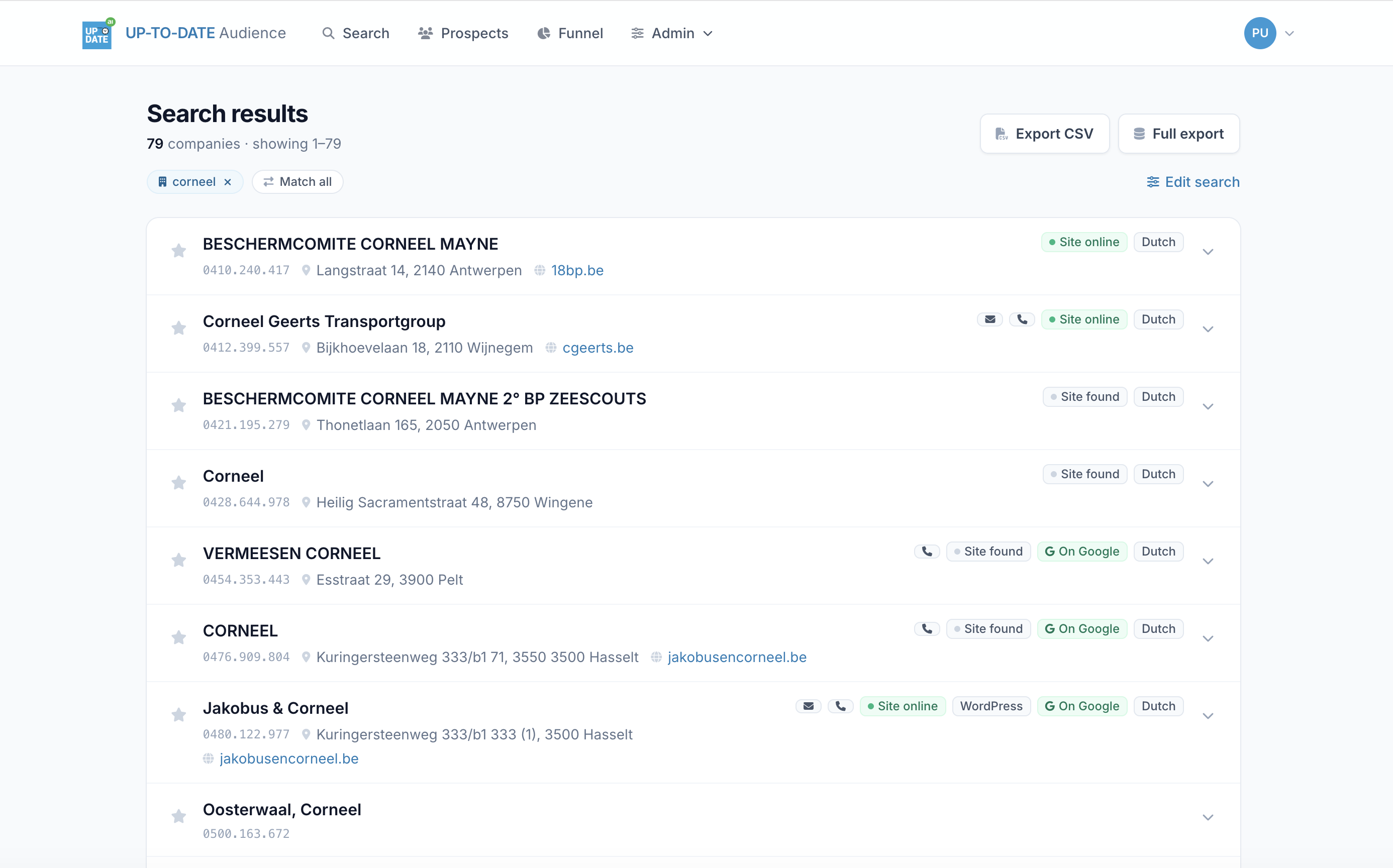 Companies screenshot 2
