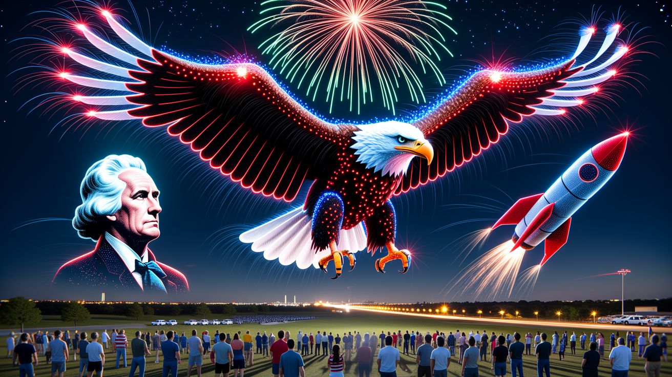 Lichtkunst in Texas: Sky Elements brengt iconische Amerikaanse symbolen tot leven