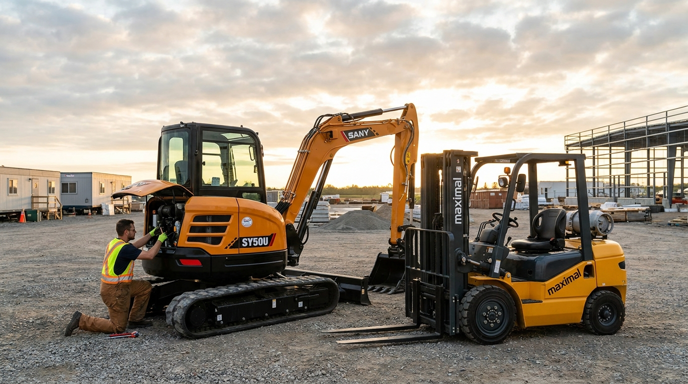 Zo beperk je stilstand op de werf: onderhoudsplan voor graafmachines en heftrucks