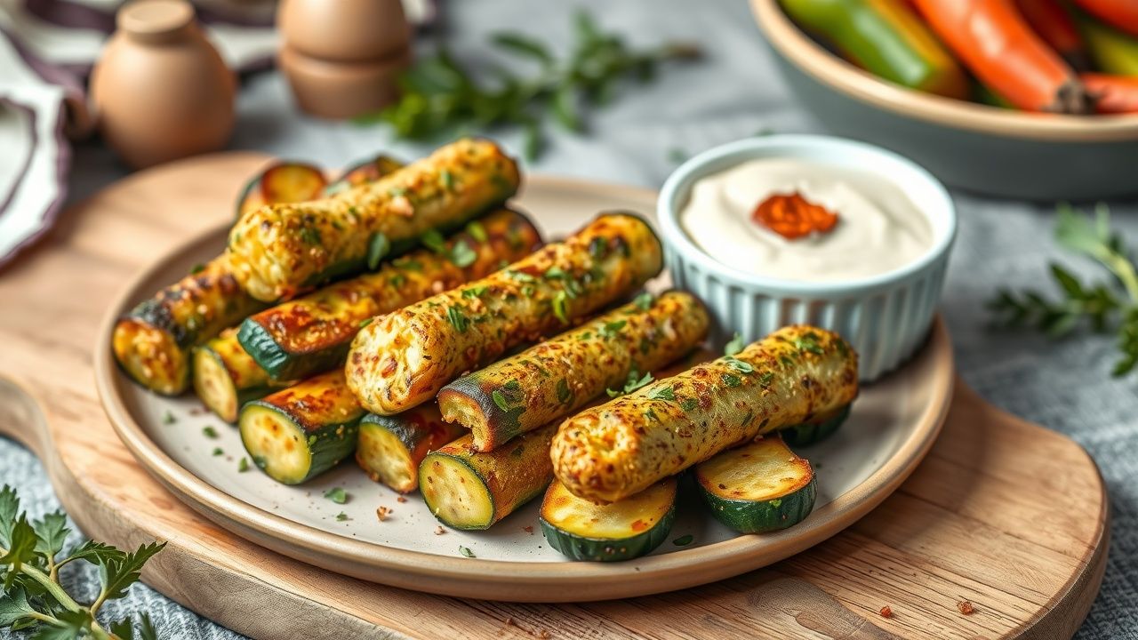Courgettesticks met Chorizodip