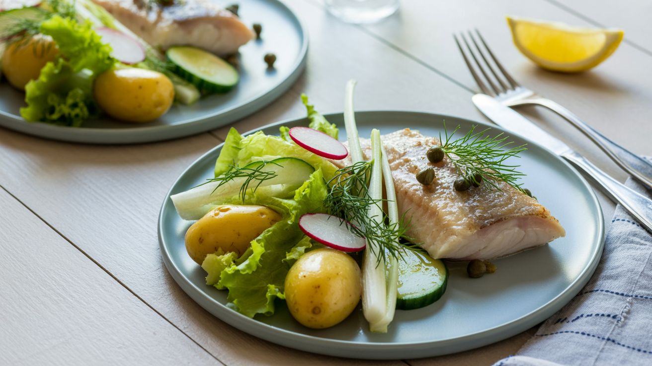 Heekfilet met Scandinavische salade