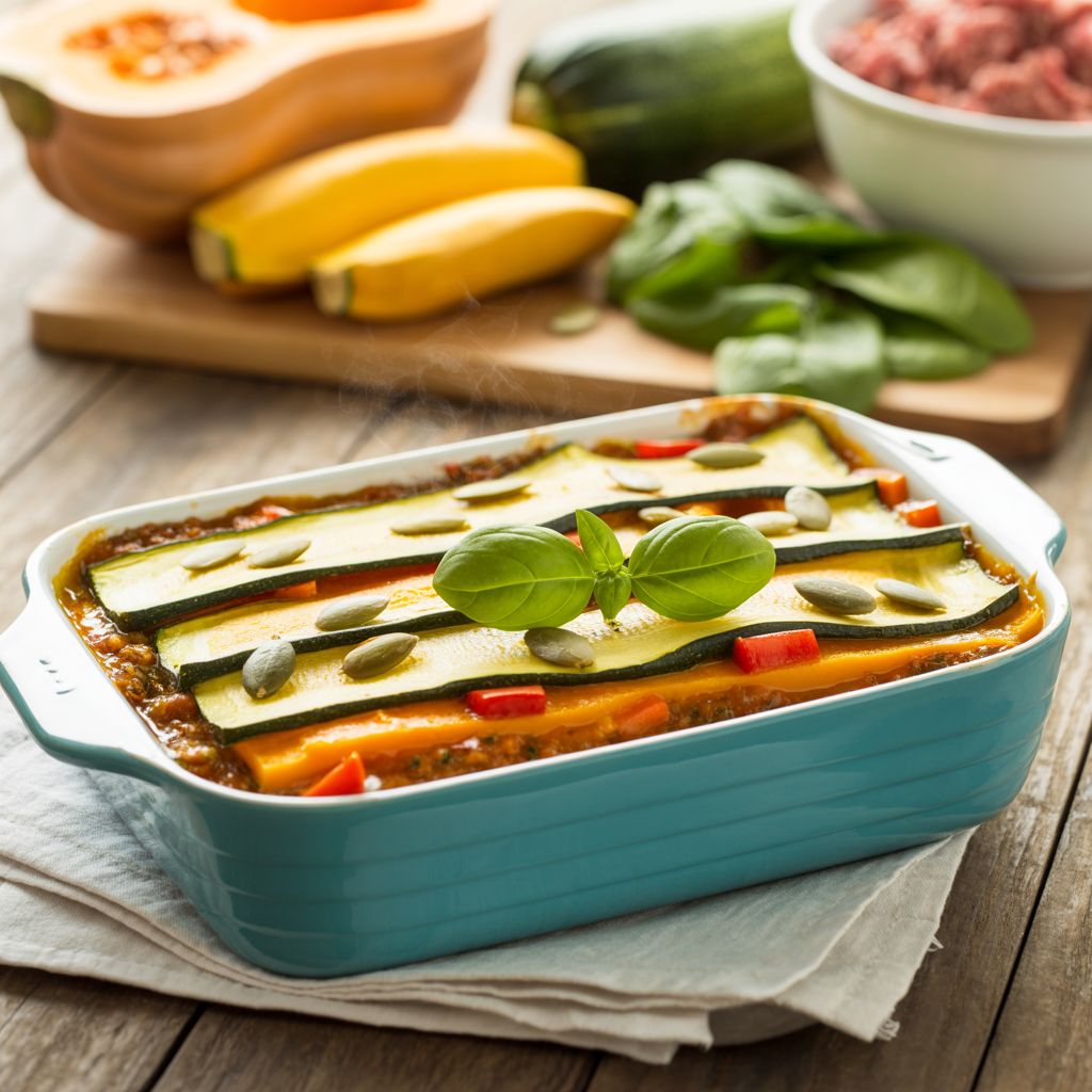 Lasagne met Flespompoen, Gele Courgette & Rundergehakt