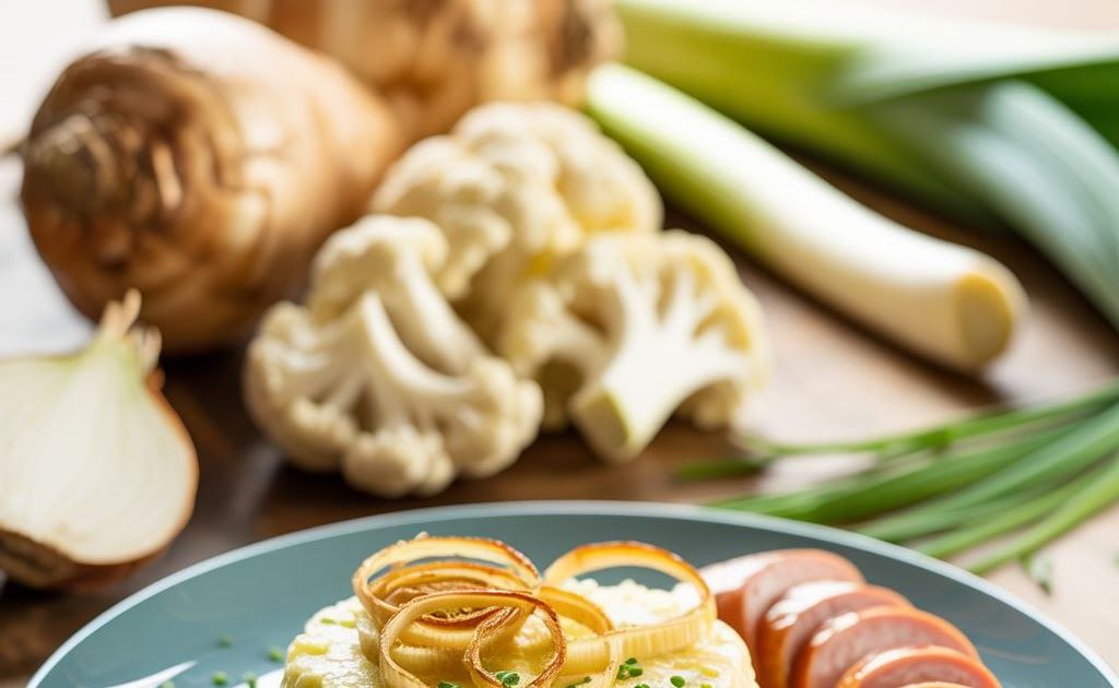 Knolselderpuree met rookworst