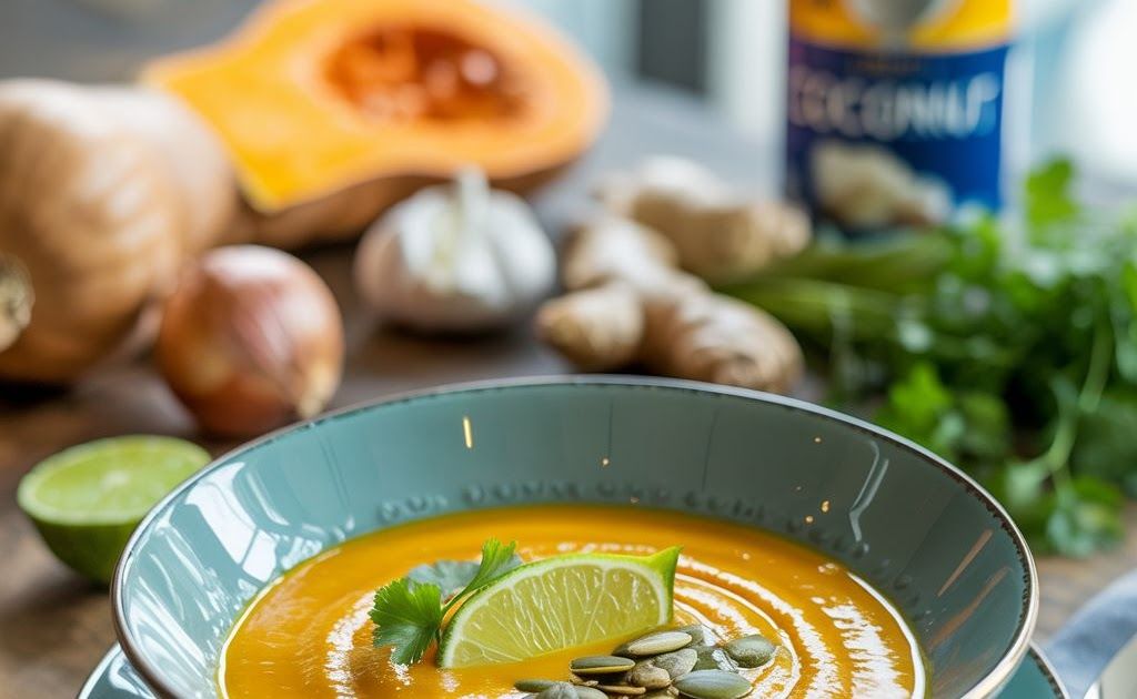 Recept: Hartverwarmende Pompoensoep met Kokos, Gember & Pompoenpitten