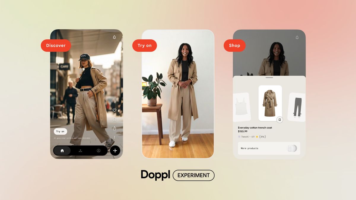 Discover new outfits, try them on and shop from Doppl's new discovery feed.