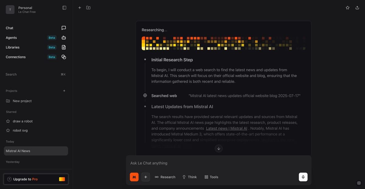 Le Chat update brings Deep Research, Projects and more