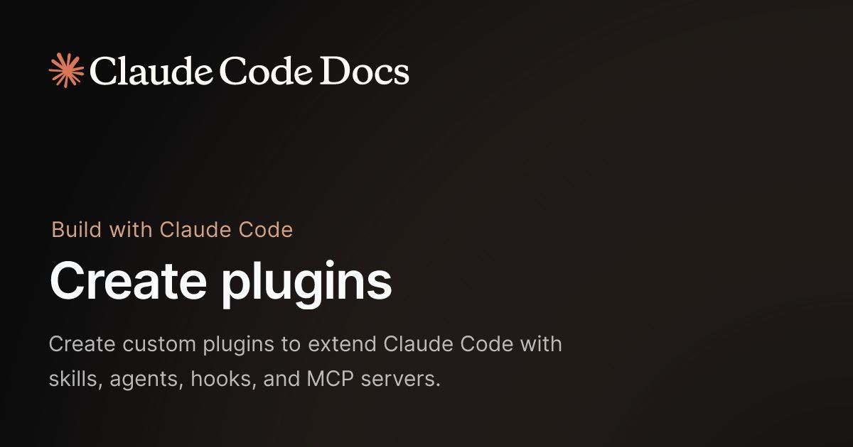 Create plugins - Claude Code Docs