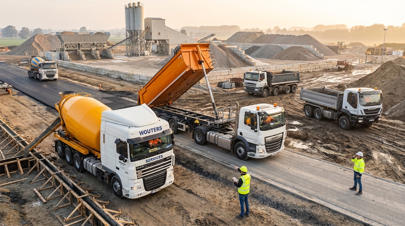 Zo stemt u betonmixers en kippertransport beter af op wisselende werfnoden