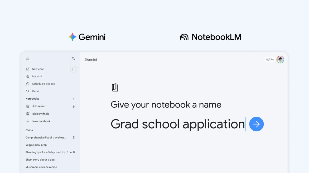 Try notebooks in Gemini to easily keep track of projects
