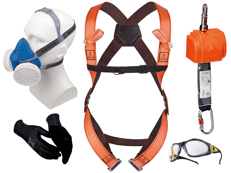Afbeelding van Persoonlijke beschermings-middelen zoals masker, harnas, handschoenen, beschermbril
