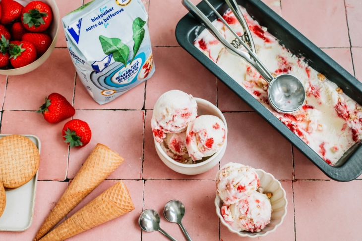 Strawberry-cheesecake ijs