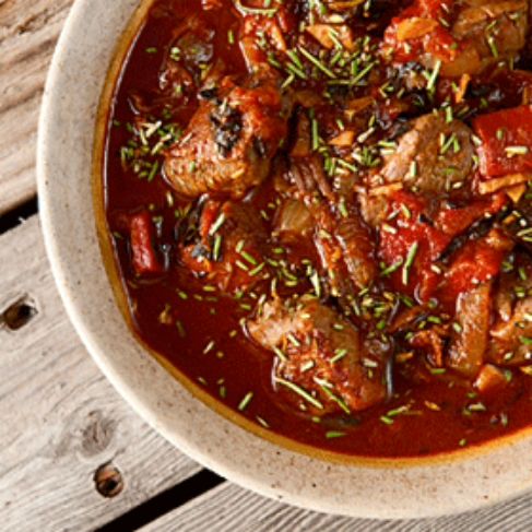 Everzwijnstoofpotje met bosbessen en knolseldermousseline