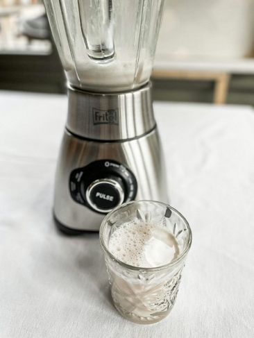 Mocktail/shake van kokos, pompelmoes, limoncello-citroen, appel-kers en yoghurt