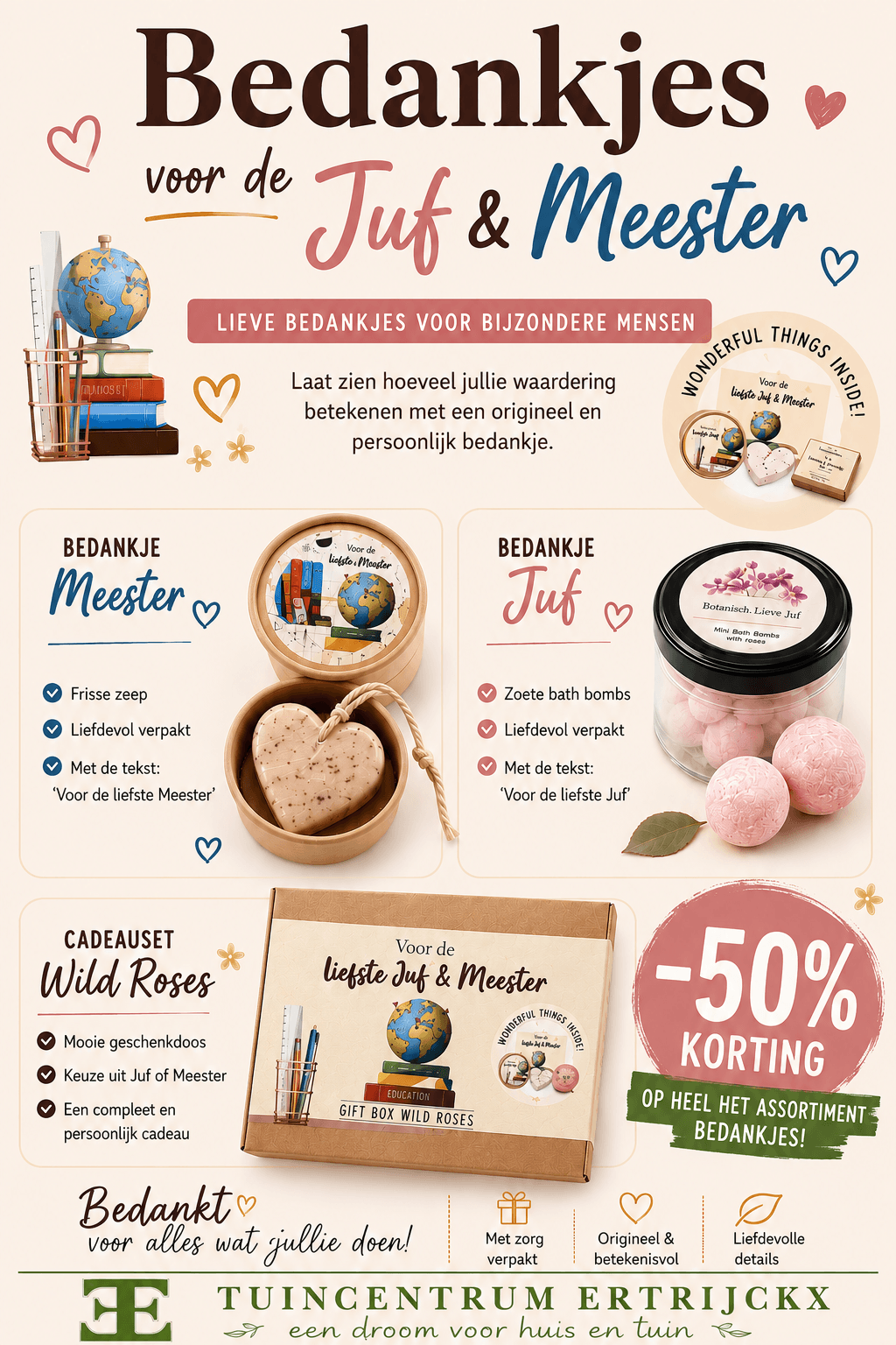 Bedank de liefste juf of meester met een origineel geschenk!