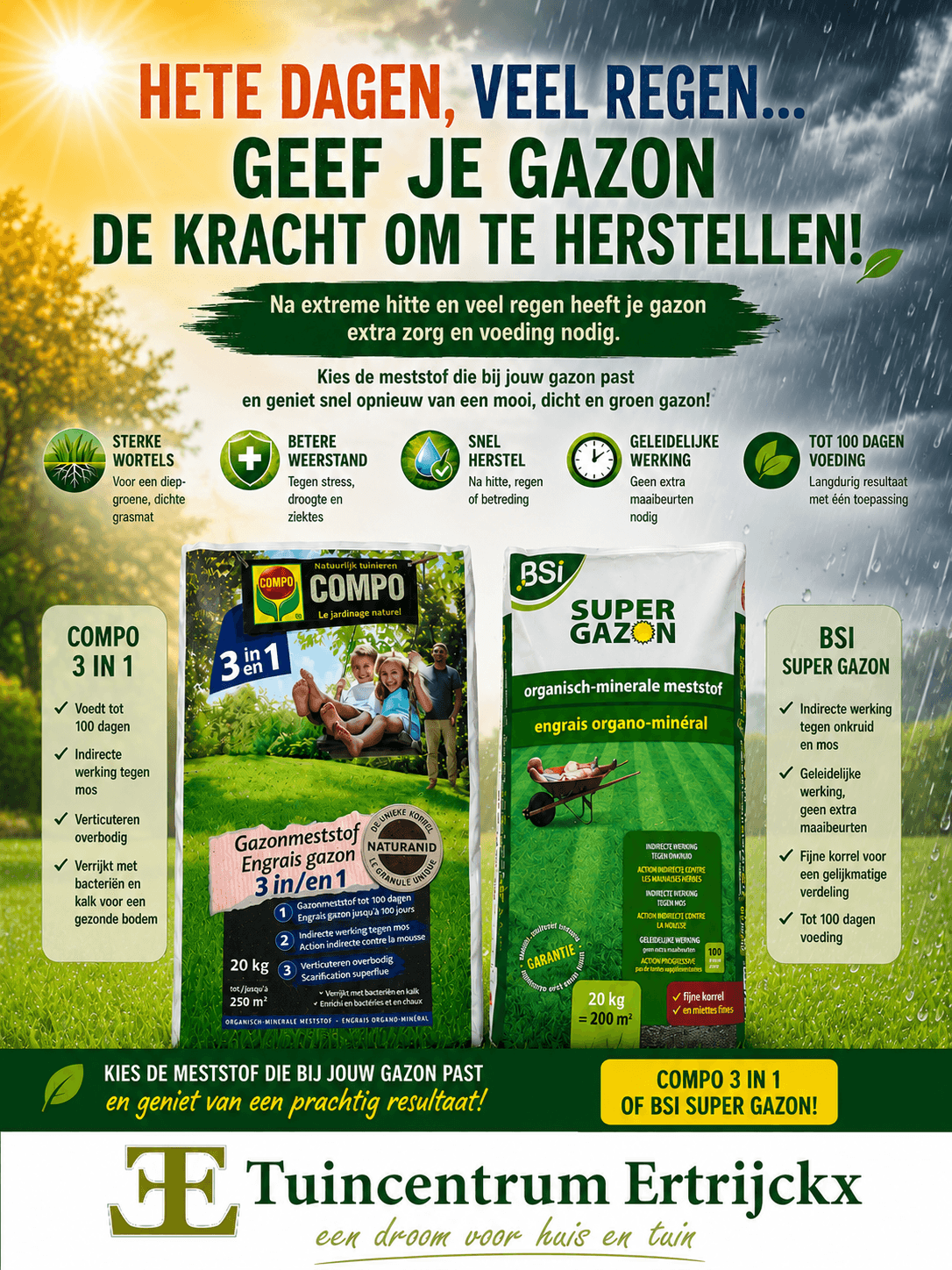 Eerst de hitte, dan de regen: geef je gazon de juiste verzorging