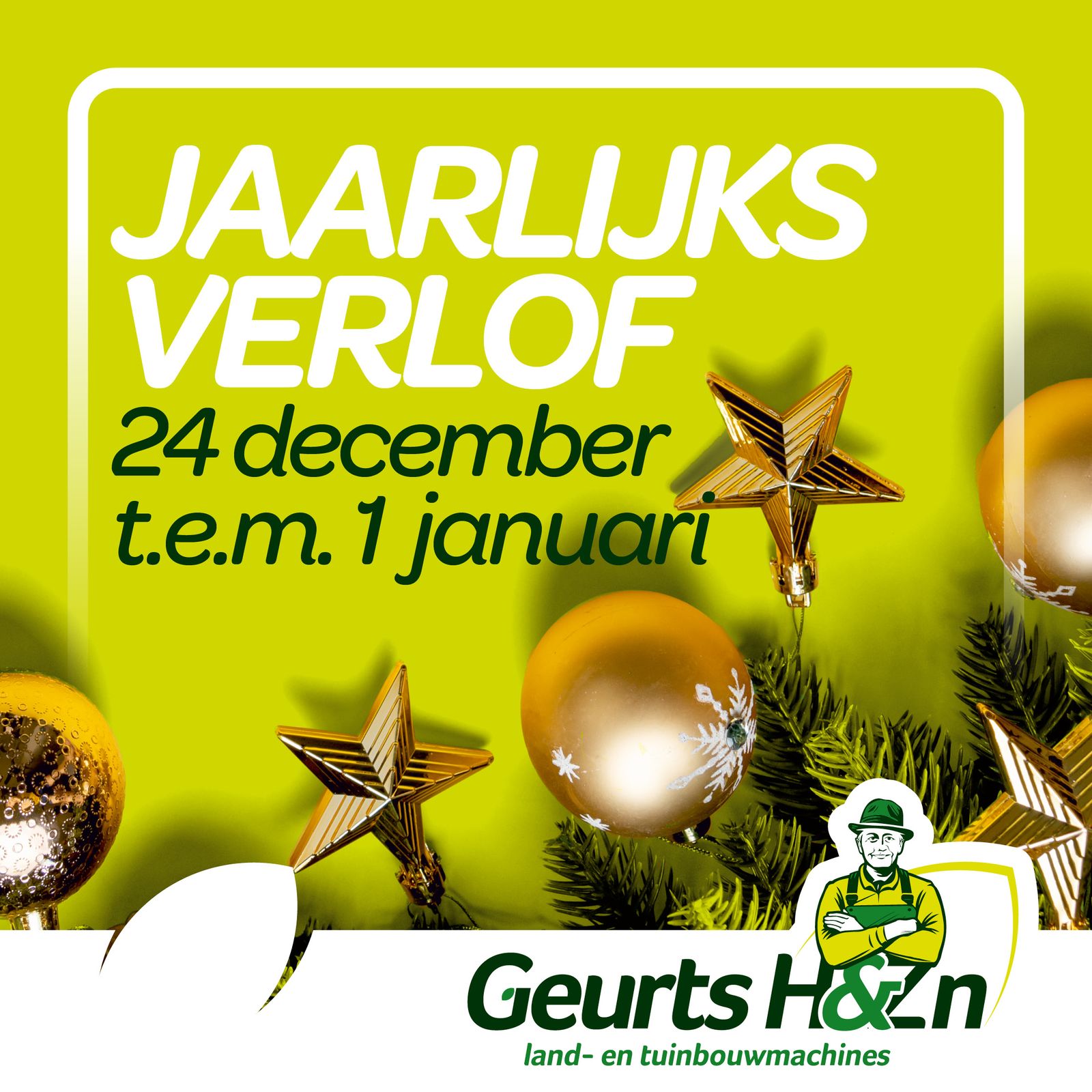 Jaarlijks verlof van 24 december t.e.m. 1 januari