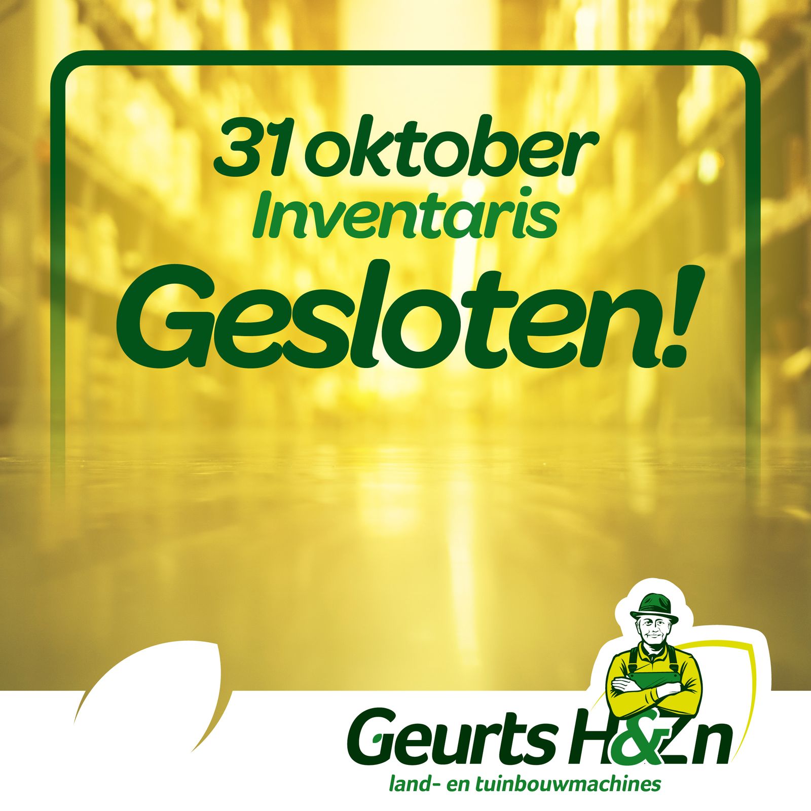 Gesloten vrijdag 31.10 wegens inventaris