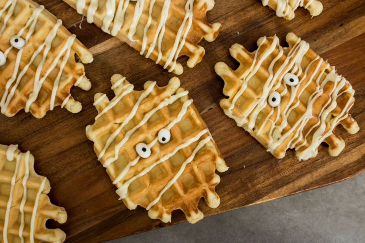 Spooky vanille wafels met witte chocolade