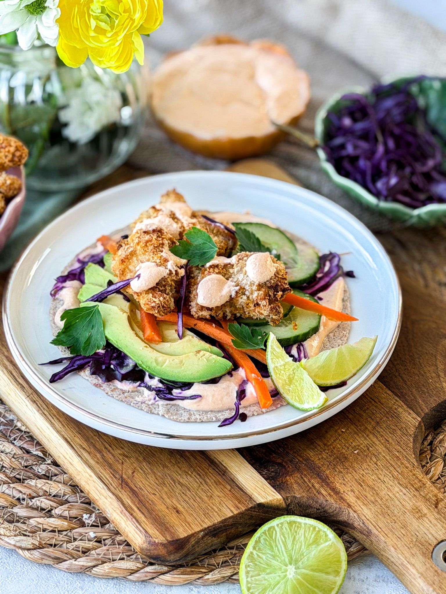 Bang bang chicken wraps