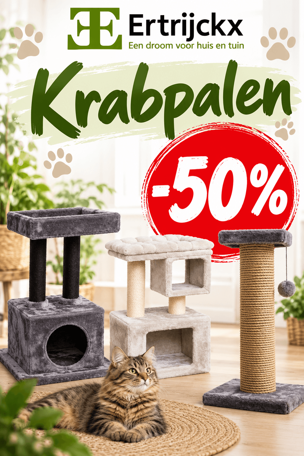 ๐ฑ Krabpalen nu aan -50% bij Tuincentrum Ertrijckx!