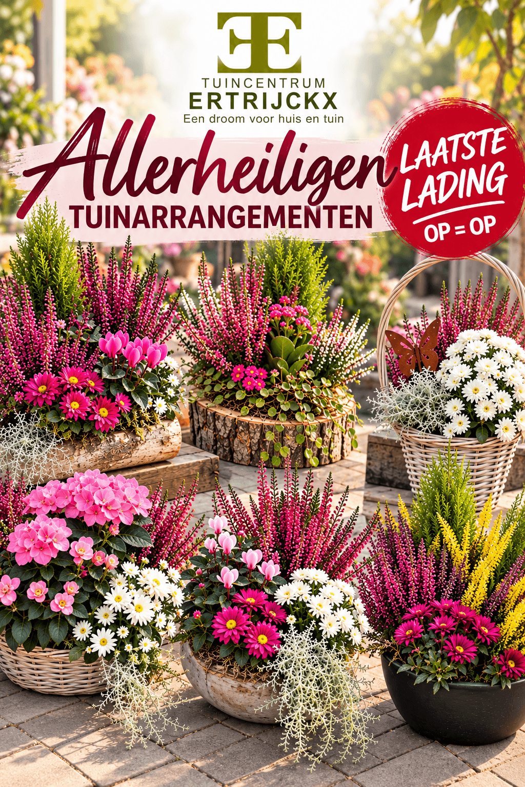 Laatste tuinarrangementen voor Allerheiligen bij Tuincentrum Ertrijckx