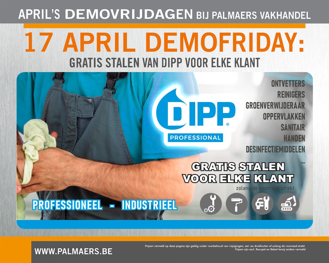 17 April DEMOFRIDAY bij Palmaers Vakhandel: GRATIS stalen van DIPP voor elke klant