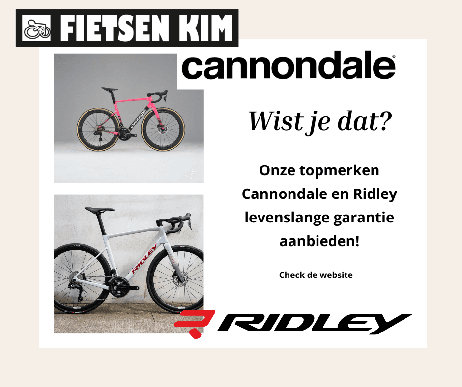 Levenslange garantie bij Cannondale en sinds kort ook bij Ridley