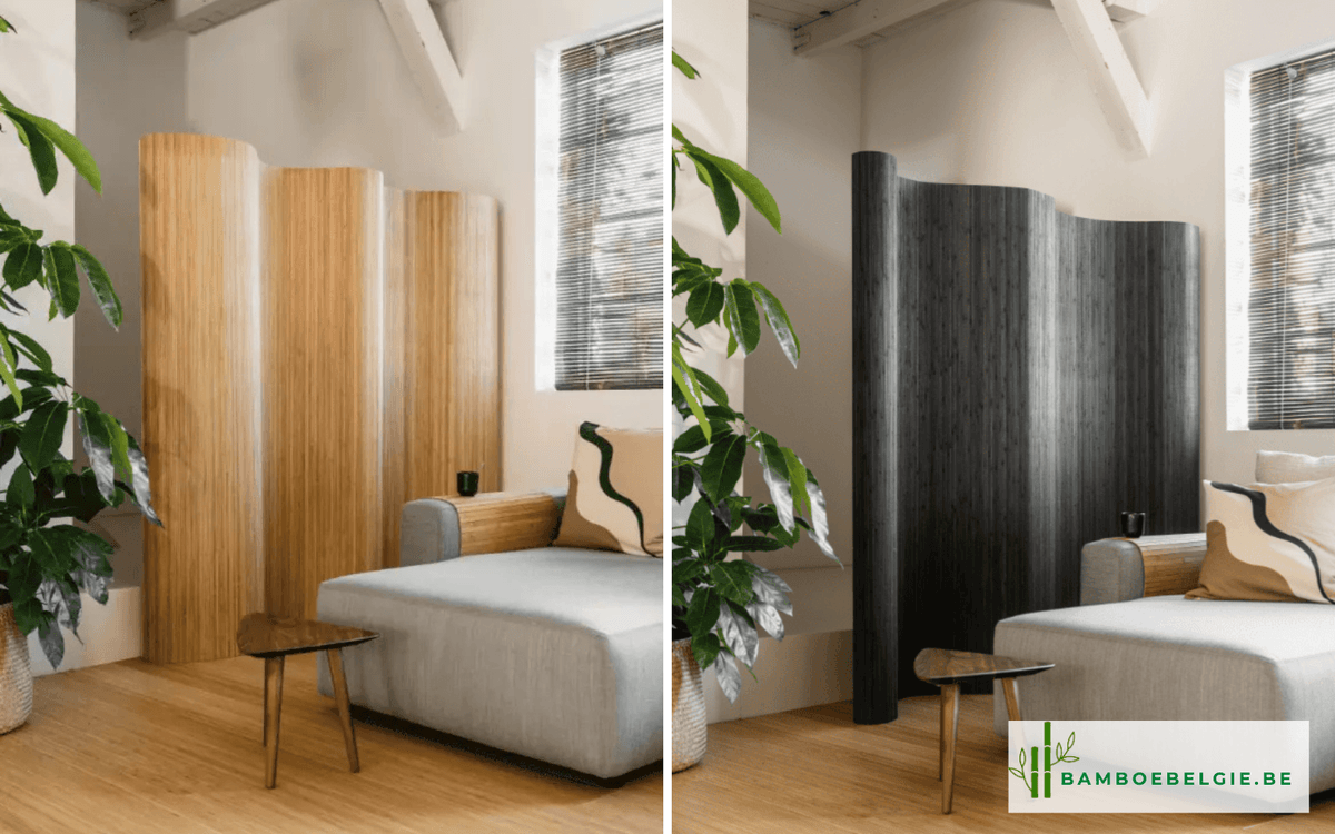 Bamboe kamerschermen in caramel en donkergrijs