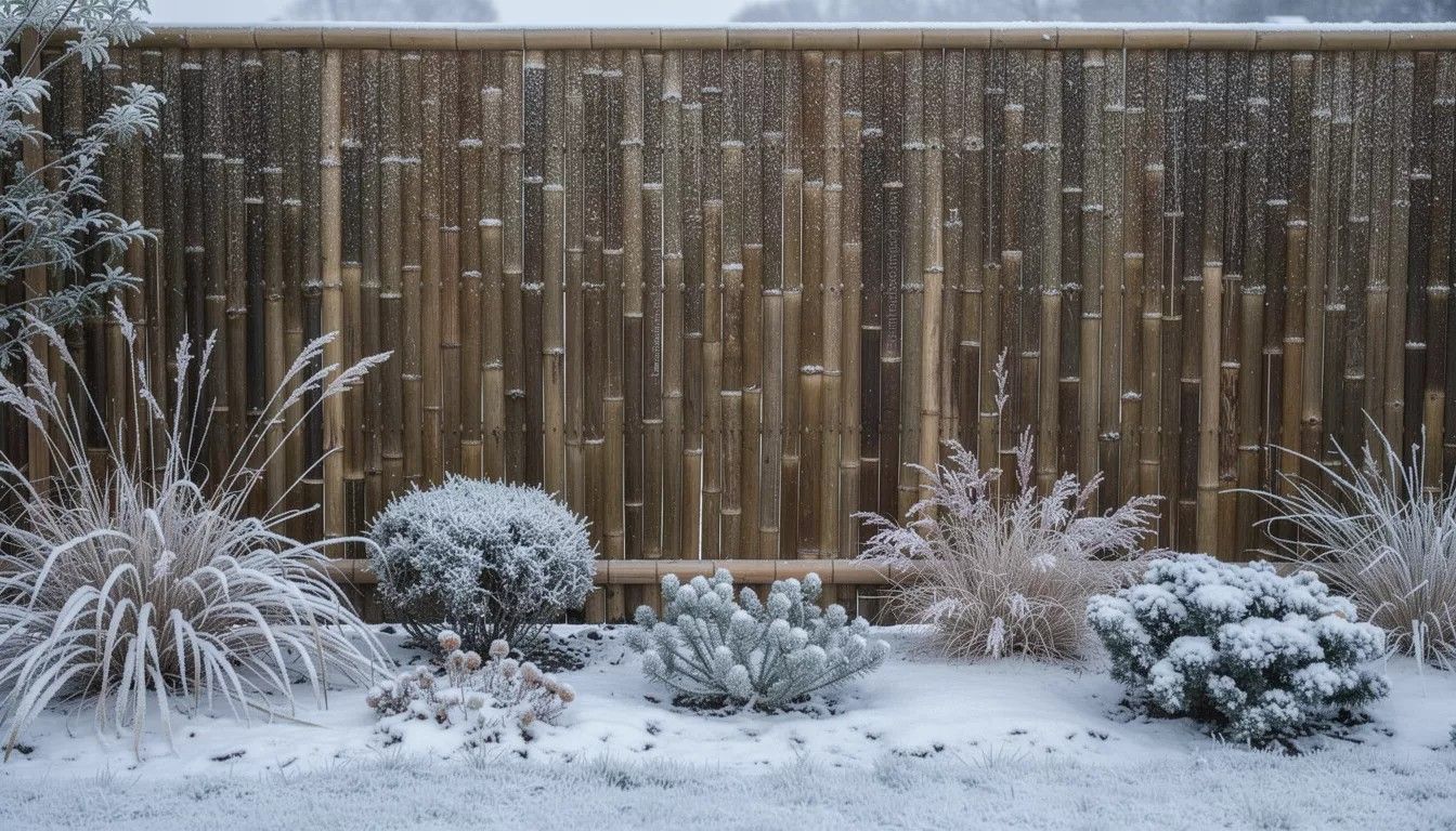 Bamboe tuinomheining onderhouden voor de winter