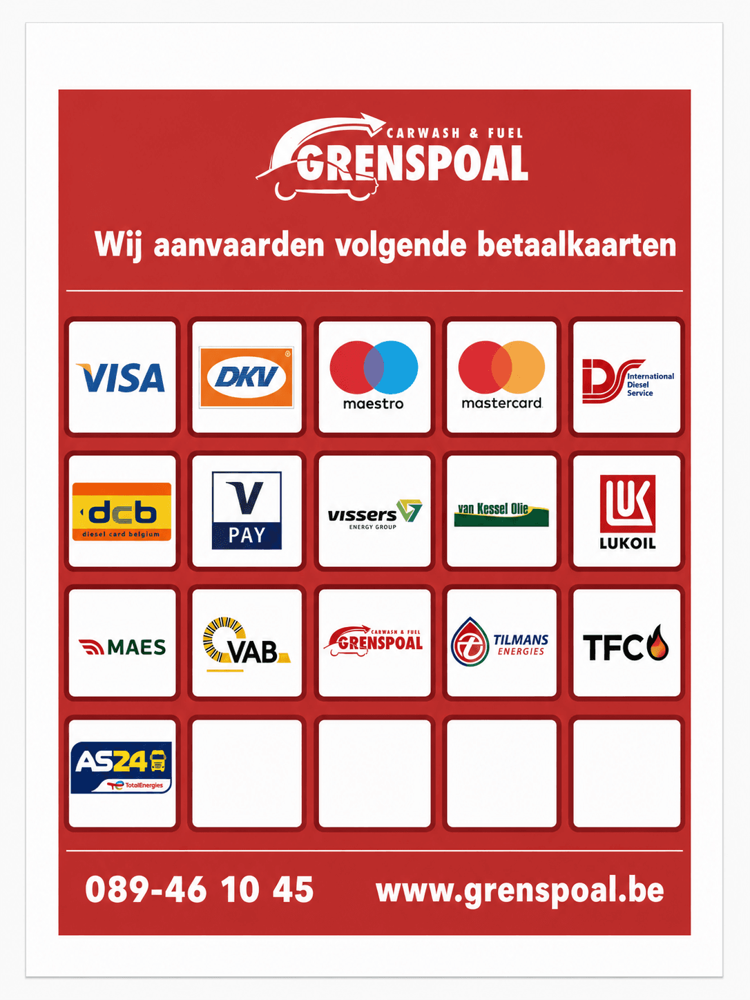Welke betaalkaarten accepteren wij?