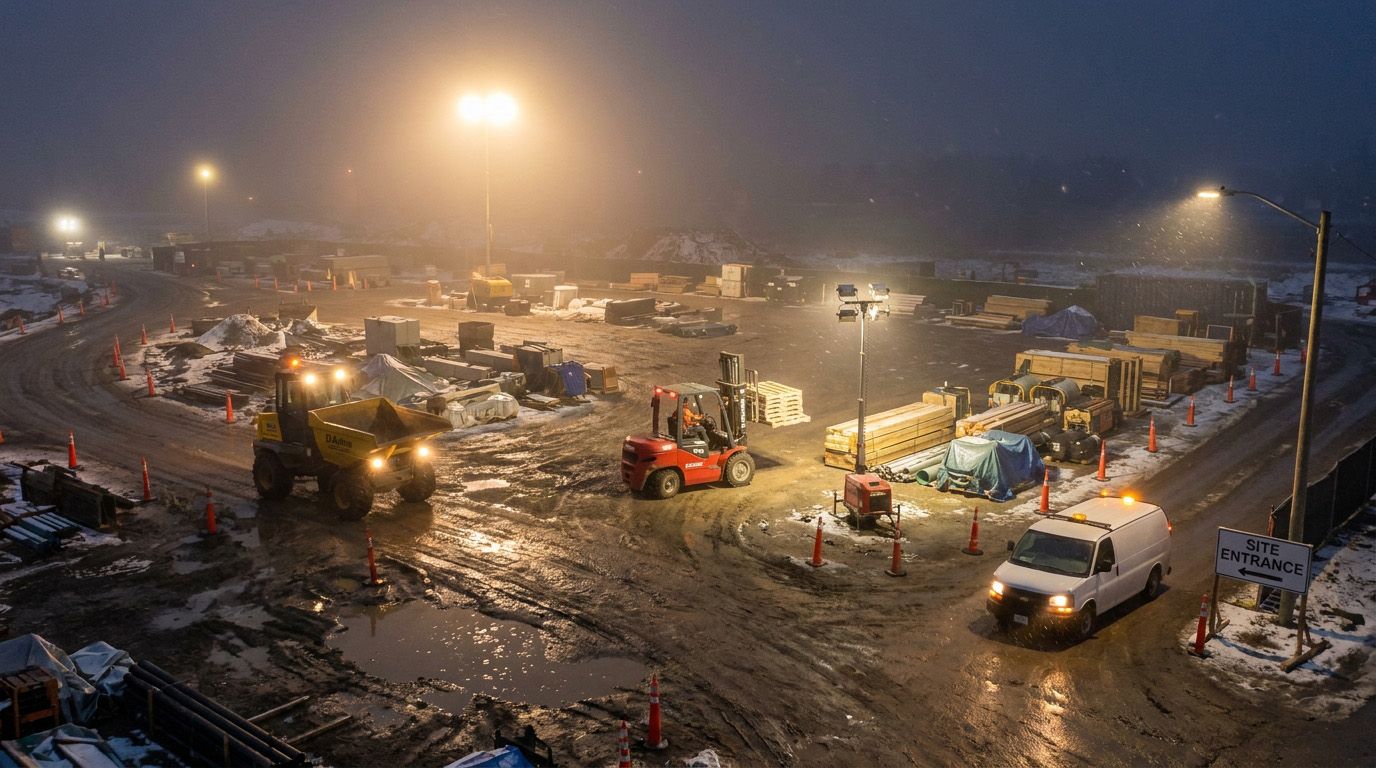 Werflogistiek optimaliseren in de winter: heftrucks, dumpers en stroomgroepen slim inzetten