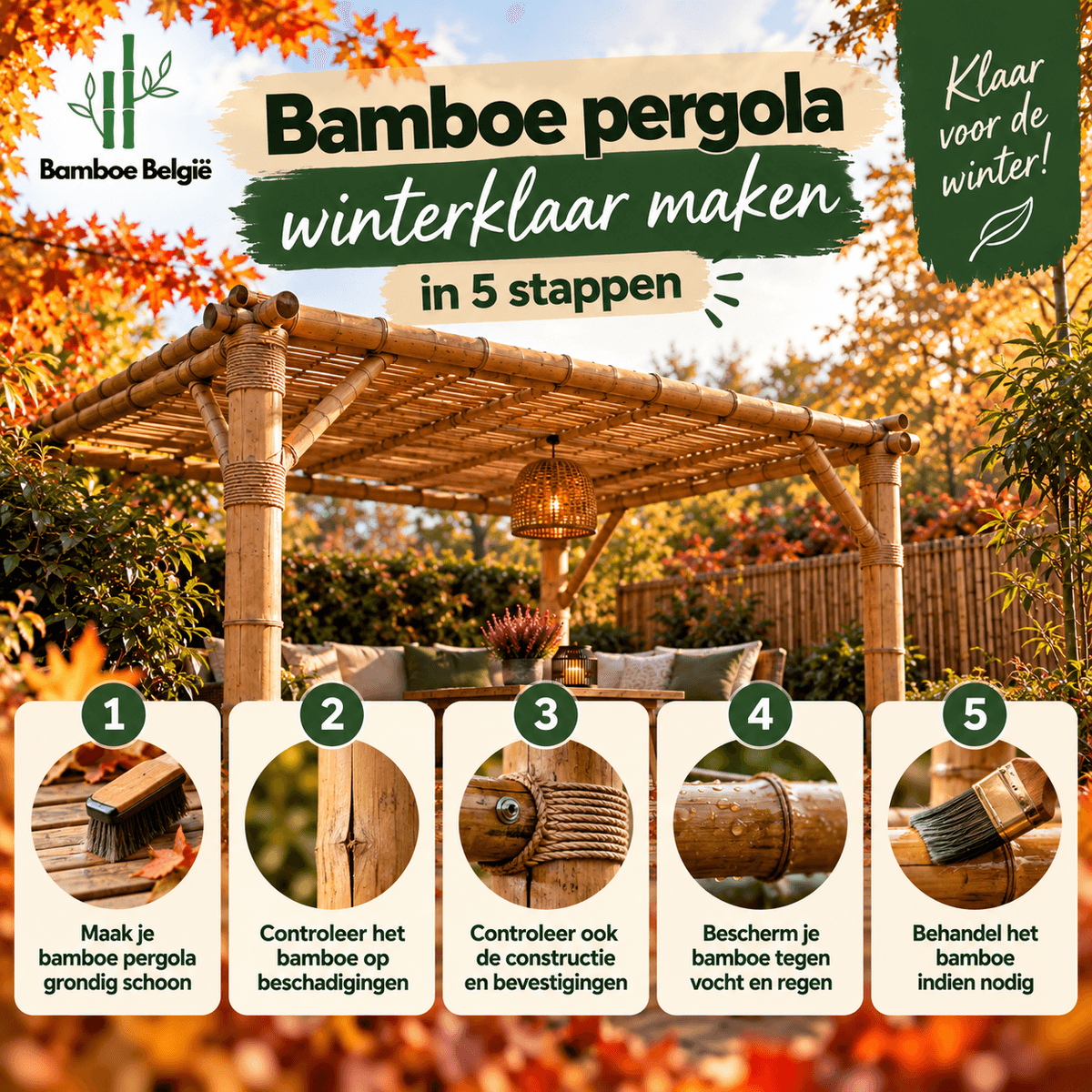 Kies de juiste onderhoudsproducten om je bamboe pergola te behandelen