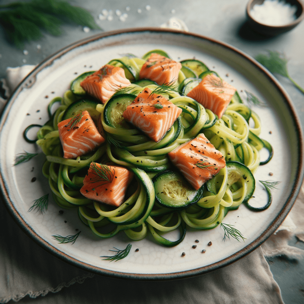 Tagliatelle van courgette met zalm