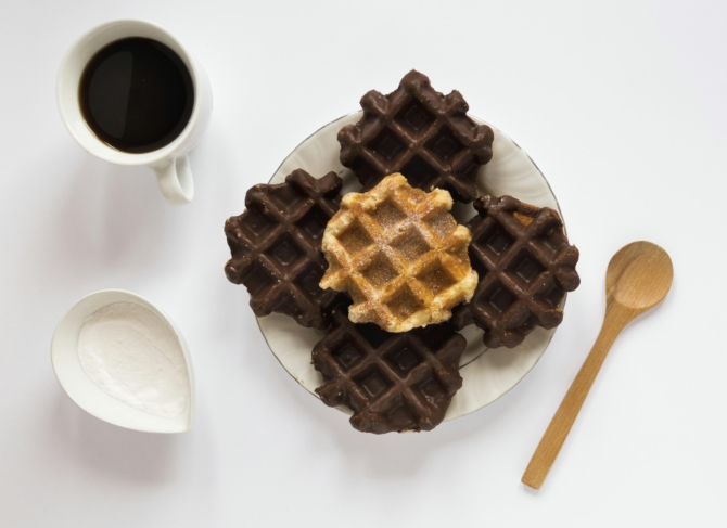 Wafels met chocoladedip