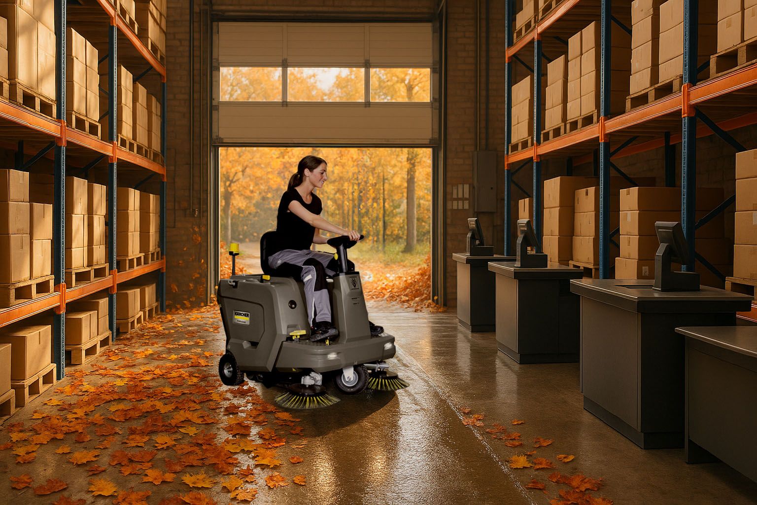 Welke eigenschappen maken een veegmachine onweerstaanbaar voor logistiek en retail in het najaar?
